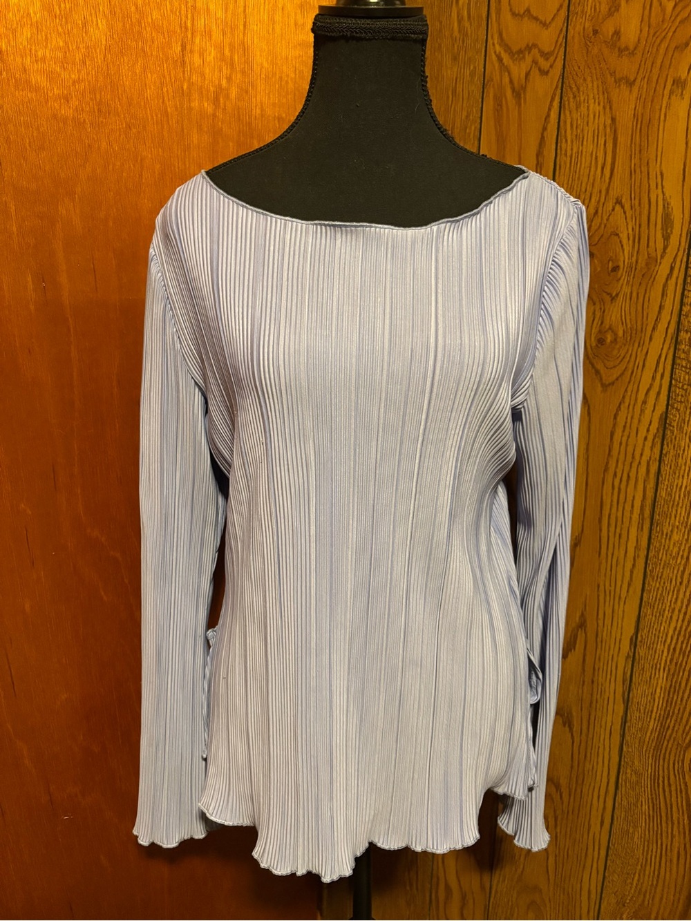 a new day Light Blue Pleated Long Sleeve Top